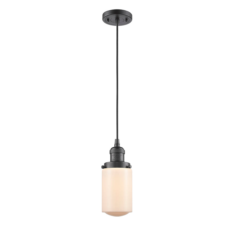 Dover Mini Pendant shown in the Oil Rubbed Bronze finish with a Matte White shade