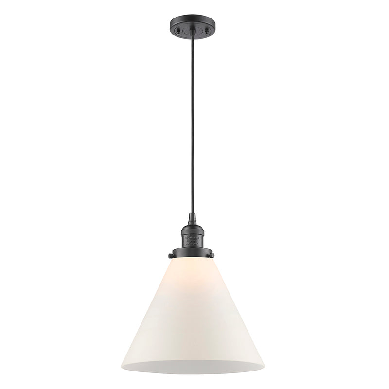 Cone Mini Pendant shown in the Oil Rubbed Bronze finish with a Matte White shade