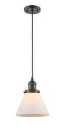 Innovations Lighting Large Cone 1-100 watt 8 inch Oil Rubbed Bronze Mini Pendant with Matte White Cased glass 201COBG41
