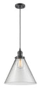 Innovations Lighting X-Large Cone 1-100 watt 12 inch Oil Rubbed Bronze Mini Pendant with Clear glass 201COBG42L