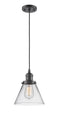 Innovations Lighting Large Cone 1-100 watt 8 inch Oil Rubbed Bronze Mini Pendant with Clear glass 201COBG42