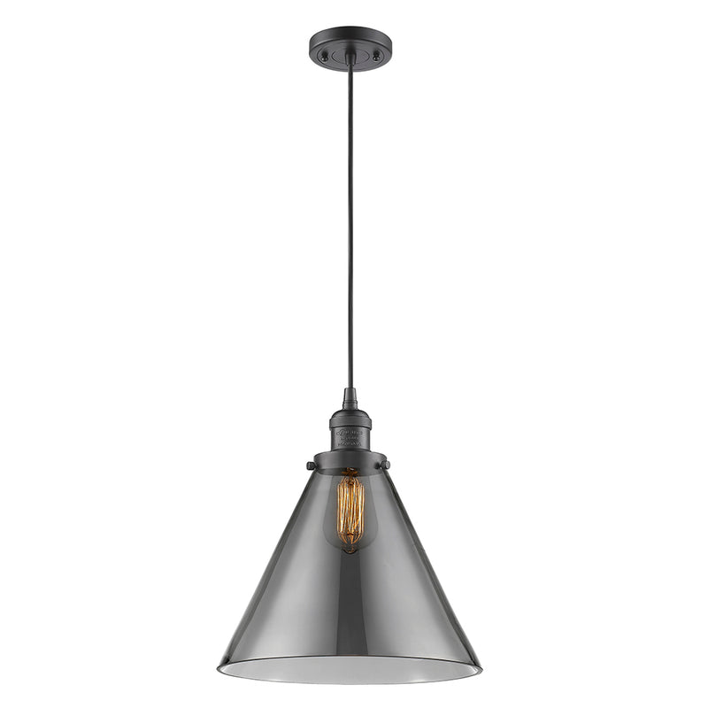 Cone Mini Pendant shown in the Oil Rubbed Bronze finish with a Plated Smoke shade