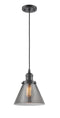 Innovations Lighting Large Cone 1-100 watt 8 inch Oil Rubbed Bronze Mini Pendant with Smoked glass 201COBG43