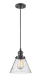 Innovations Lighting Large Cone 1-100 watt 8 inch Oil Rubbed Bronze Mini Pendant with Seedy glass 201COBG44