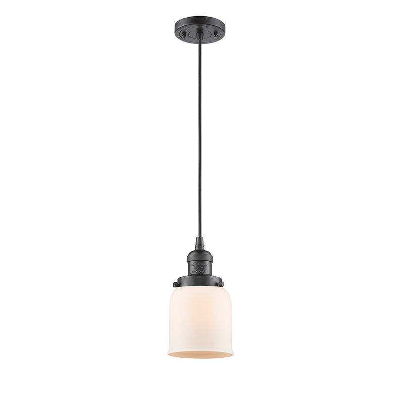 Bell Mini Pendant shown in the Oil Rubbed Bronze finish with a Matte White shade