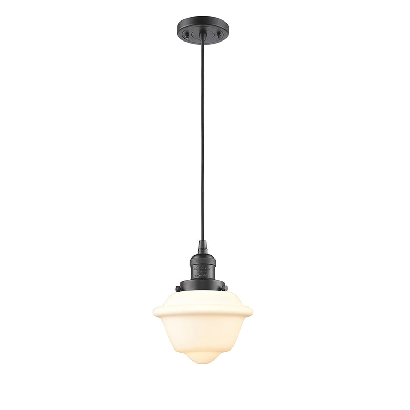 Oxford Mini Pendant shown in the Oil Rubbed Bronze finish with a Matte White shade