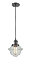 Innovations Lighting Small Oxford 1-100 watt 8 inch Oil Rubbed Bronze Mini Pendant with Seedy glass 201COBG534