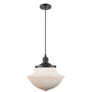 Oxford Mini Pendant shown in the Oil Rubbed Bronze finish with a Matte White shade