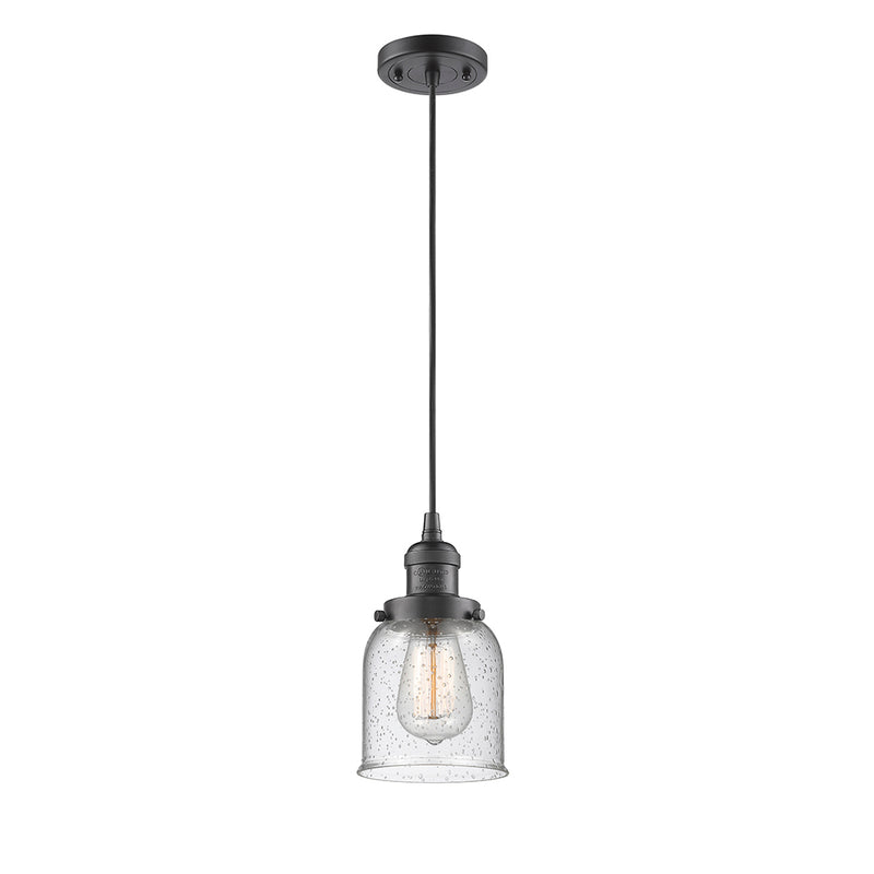 Bell Mini Pendant shown in the Oil Rubbed Bronze finish with a Seedy shade