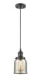 Innovations Lighting Small Bell 1-100 watt 5 inch Oil Rubbed Bronze Mini Pendant with Silver Plated Mercury glass 201COBG58