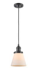 Innovations Lighting Small Cone 1-100 watt 6 inch Oil Rubbed Bronze Mini Pendant with Matte White Cased glass 201COBG61