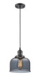 Innovations Lighting Large Bell 1-100 watt 8 inch Oil Rubbed Bronze Mini Pendant with Smoked glass 201COBG73