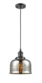 Innovations Lighting Large Bell 1-100 watt 8 inch Oil Rubbed Bronze Mini Pendant with Silver Plated Mercury glass 201COBG78