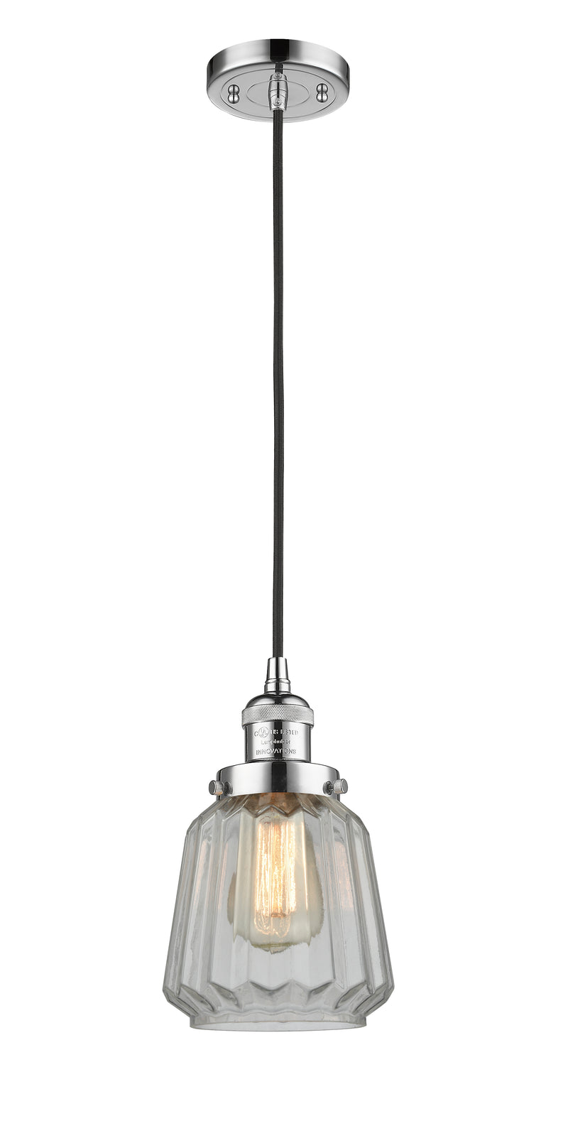 Innovations Lighting Chatham 1-100 watt 6 inch Polished Chrome Mini Pendant with Clear Fluted glass 201CPCG142