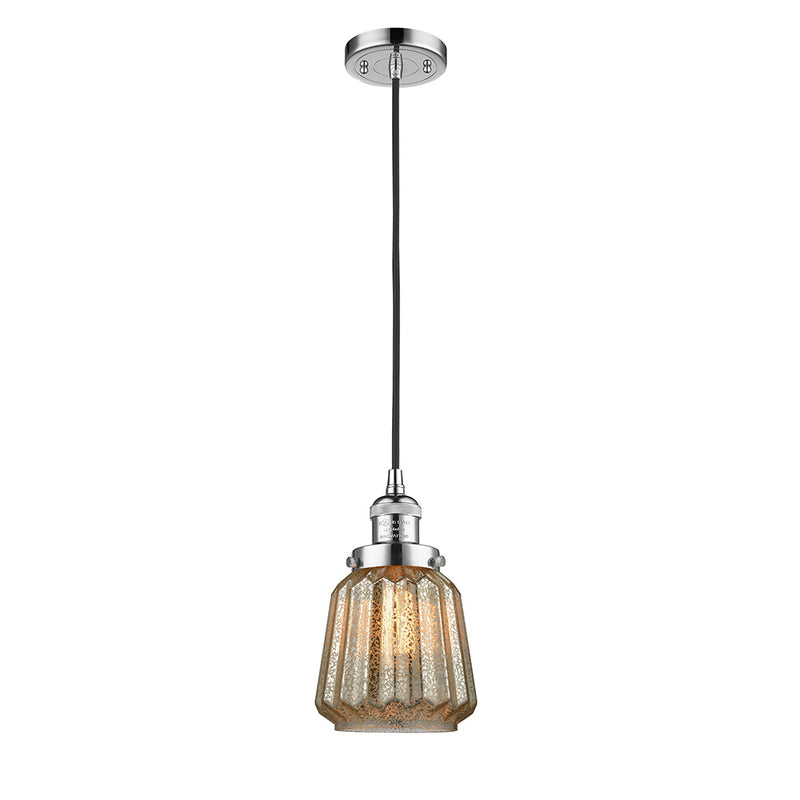 Chatham Mini Pendant shown in the Polished Chrome finish with a Mercury shade