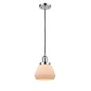 Fulton Mini Pendant shown in the Polished Chrome finish with a Matte White shade