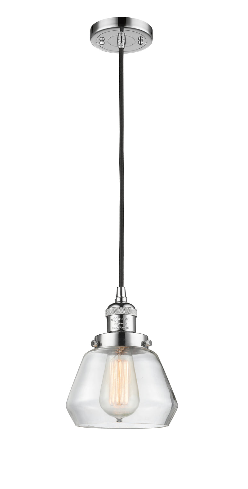 Innovations Lighting Fulton 1-100 watt 7 inch Polished Chrome Mini Pendant with Clear glass 201CPCG172