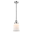 Canton Mini Pendant shown in the Polished Chrome finish with a Matte White shade