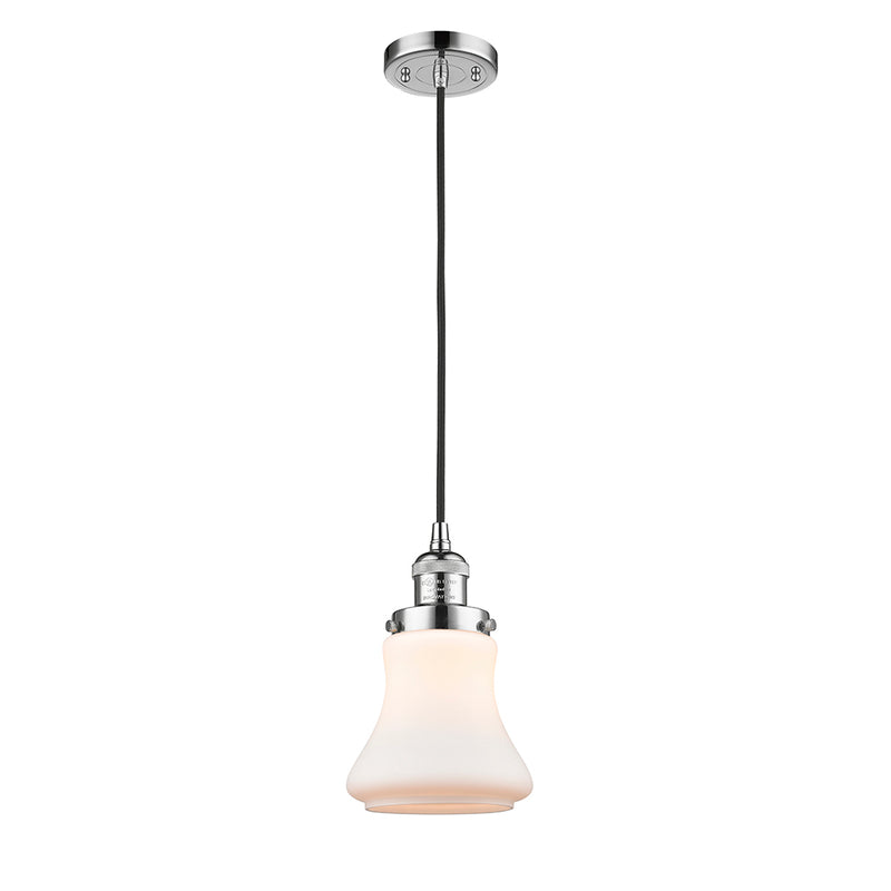 Bellmont Mini Pendant shown in the Polished Chrome finish with a Matte White shade