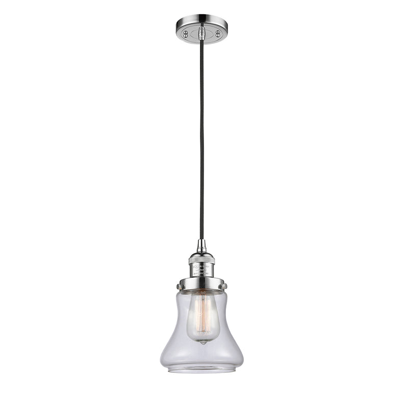 Bellmont Mini Pendant shown in the Polished Chrome finish with a Clear shade