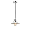 Halophane Mini Pendant shown in the Polished Chrome finish with a Matte White Halophane shade