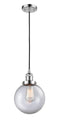 Innovations Lighting Beacon 1-100 watt 8 inch Polished Chrome Mini Pendant with Clear glass 201CPCG2028