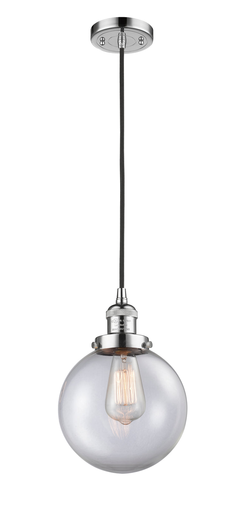 Innovations Lighting Beacon 1-100 watt 8 inch Polished Chrome Mini Pendant with Clear glass 201CPCG2028