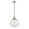 Beacon Mini Pendant shown in the Polished Chrome finish with a Seedy shade