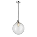 Beacon Mini Pendant shown in the Polished Chrome finish with a Seedy shade