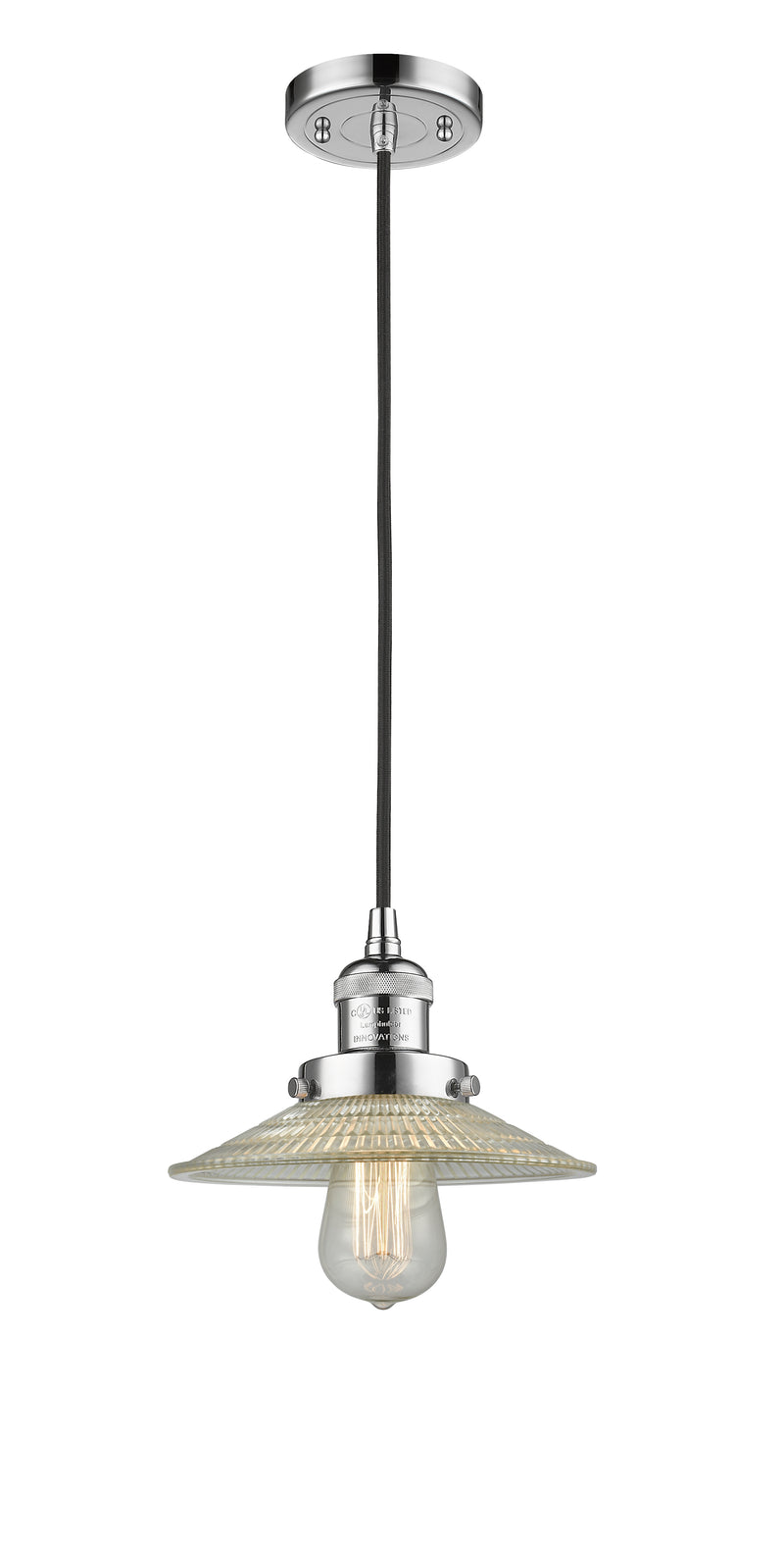 Innovations Lighting Halophane 1-100 watt 10 inch Polished Chrome Mini Pendant with Halophane glass 201CPCG2