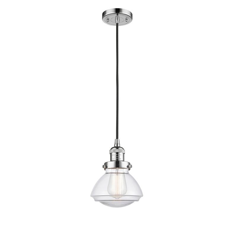 Olean Mini Pendant shown in the Polished Chrome finish with a Clear shade