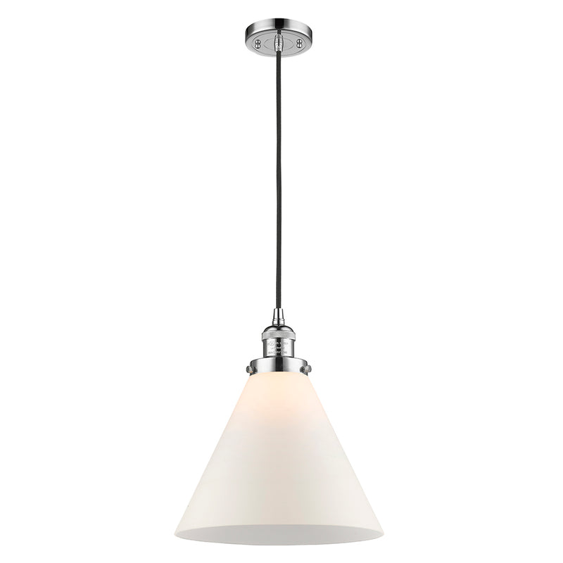 Cone Mini Pendant shown in the Polished Chrome finish with a Matte White shade