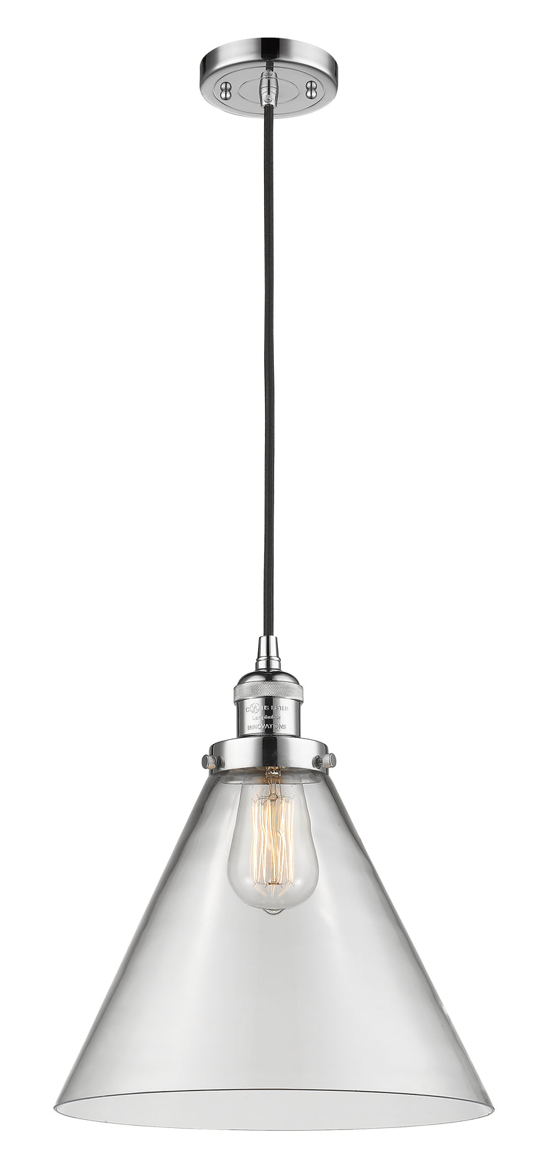 Innovations Lighting X-Large Cone 1-100 watt 12 inch Polished Chrome Mini Pendant with Clear glass 201CPCG42L