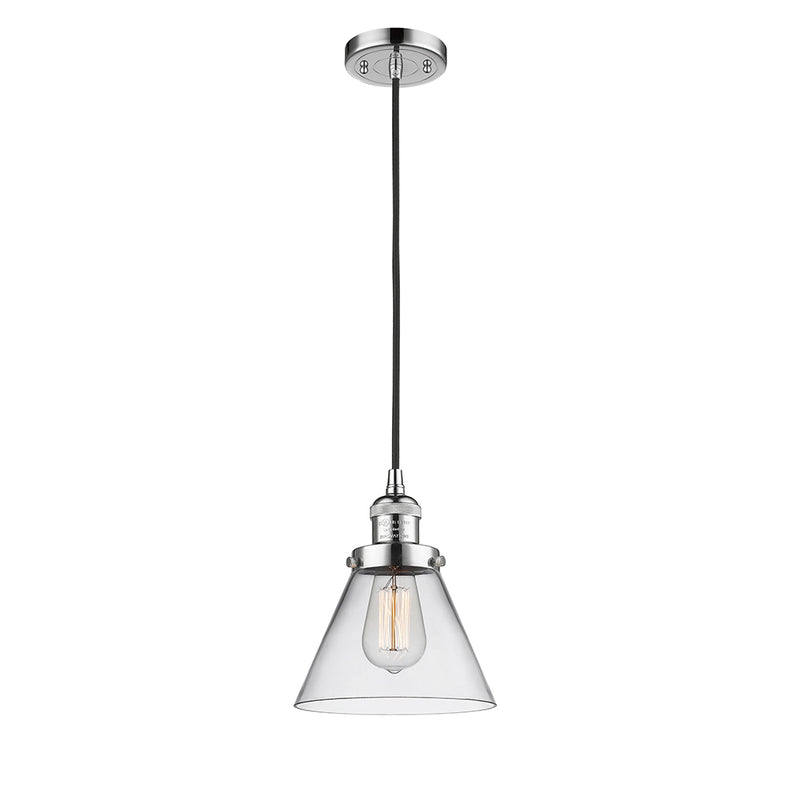 Cone Mini Pendant shown in the Polished Chrome finish with a Clear shade