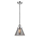 Cone Mini Pendant shown in the Polished Chrome finish with a Plated Smoke shade