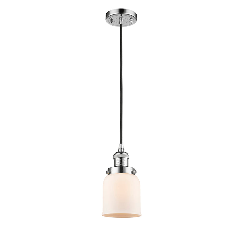 Bell Mini Pendant shown in the Polished Chrome finish with a Matte White shade