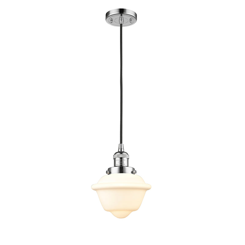 Oxford Mini Pendant shown in the Polished Chrome finish with a Matte White shade