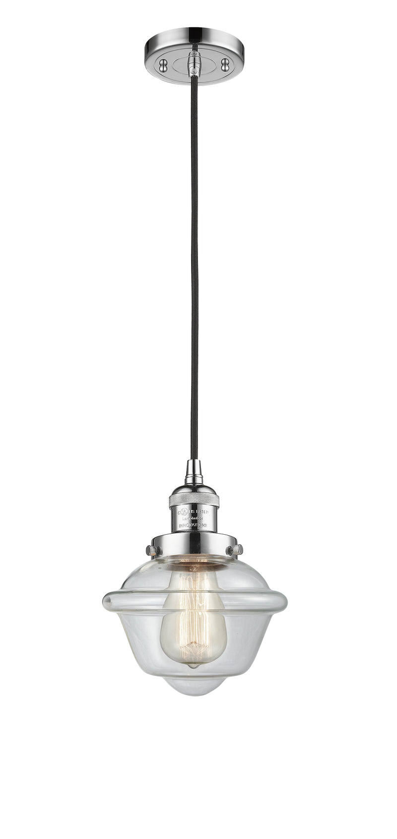 Innovations Lighting Small Oxford 1-100 watt 8 inch Polished Chrome Mini Pendant with Clear glass 201CPCG532