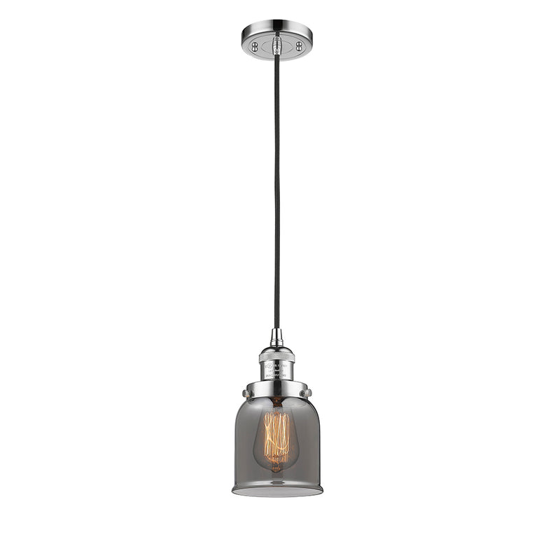 Bell Mini Pendant shown in the Polished Chrome finish with a Plated Smoke shade