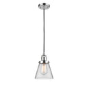 Cone Mini Pendant shown in the Polished Chrome finish with a Clear shade