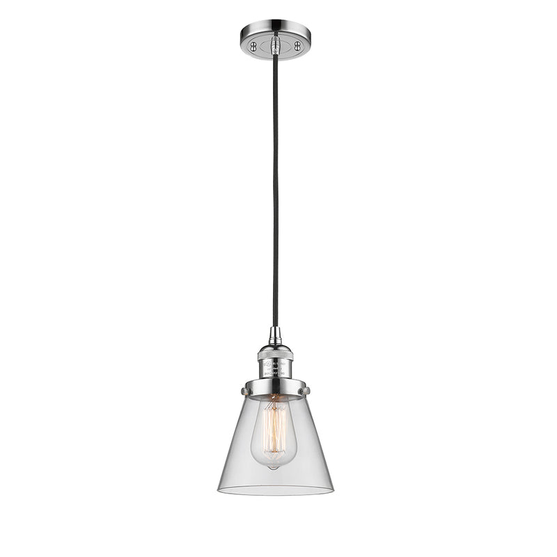 Cone Mini Pendant shown in the Polished Chrome finish with a Clear shade