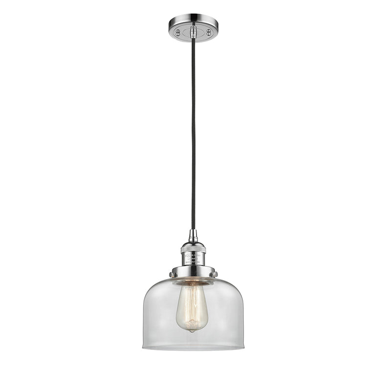 Bell Mini Pendant shown in the Polished Chrome finish with a Clear shade