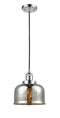 Innovations Lighting Large Bell 1-100 watt 8 inch Polished Chrome Mini Pendant with Silver Plated Mercury glass 201CPCG78