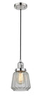 Innovations Lighting Chatham 1-100 watt 6" Polished Nickel Mini Pendant with Clear Fluted glass 201CPNG142