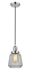 Innovations Lighting Chatham 1-100 watt 6 inch Polished Nickel Mini Pendant with Clear Fluted glass 201CPNG142
