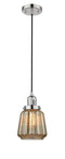 Innovations Lighting Chatham 1-100 watt 6 inch Polished Nickel Mini Pendant with Mercury Fluted glass 201CPNG146