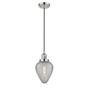 Geneseo Mini Pendant shown in the Polished Nickel finish with a Clear Crackled shade