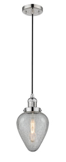 Innovations Lighting Geneseo 1-100 watt 6.5 inch Polished Nickel Mini Pendant with Clear Crackle glass 201CPNG165