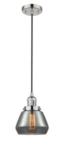 Innovations Lighting Fulton 1-100 watt 7 inch Polished Nickel Mini Pendant with Smoked glass 201CPNG173