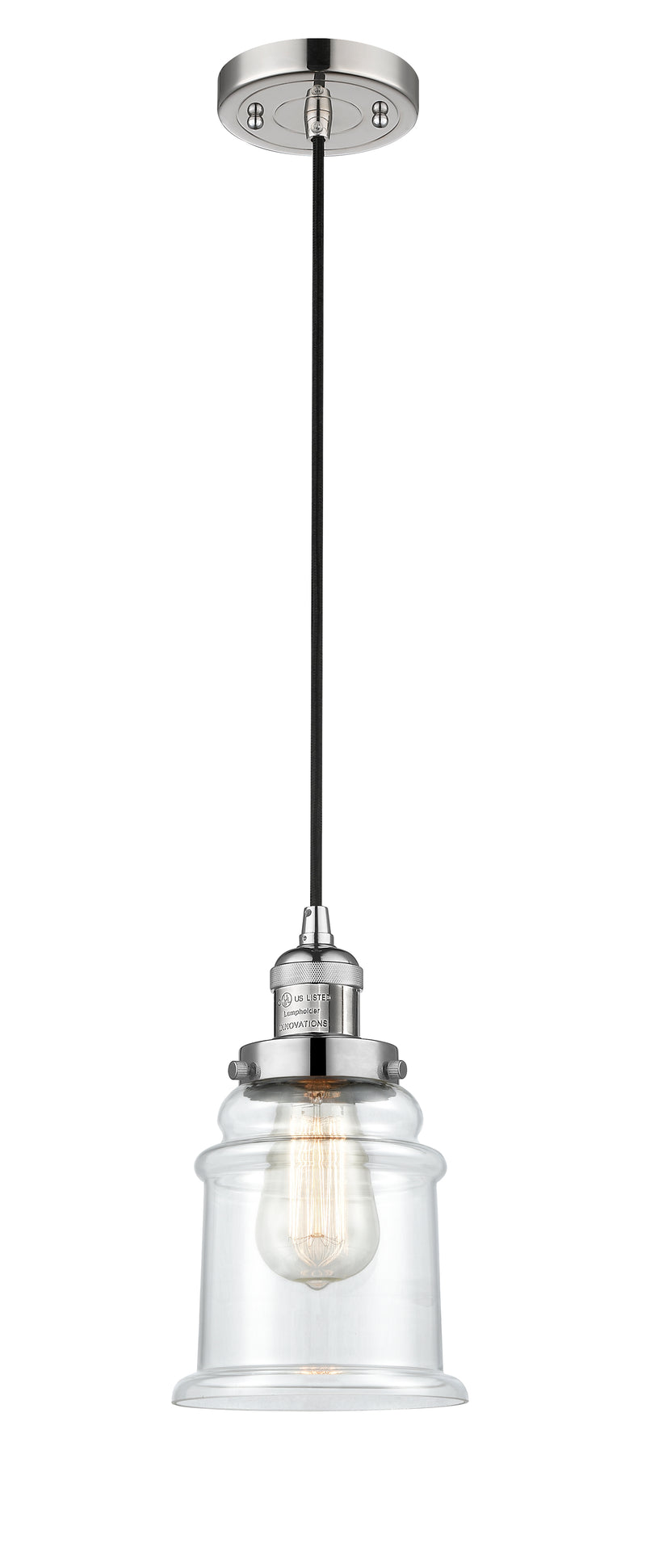 Innovations Lighting Canton 1-100 watt 6.5 inch Polished Nickel Mini Pendant with Clear glass 201CPNG182